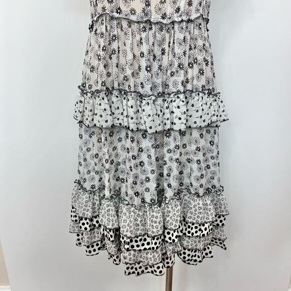 Dolce & Gabbana Tiered Ruffle Floral Silk Dress Sheer | Size: 44 - Picture 9 of 14